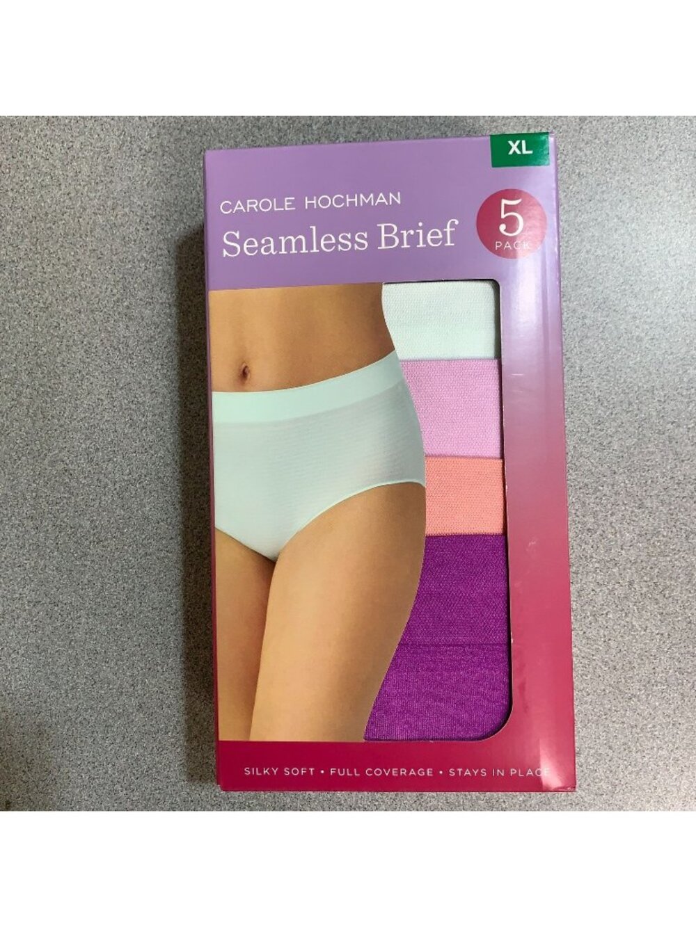 NWT Carole Hochman Women's XL Seamless Brief 5-Pack Multicolor Q0052